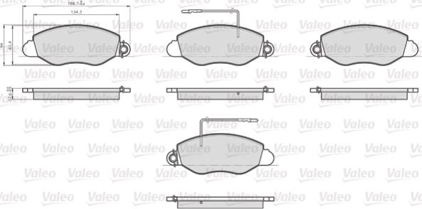 Valeo 872432 - Тормозные колодки, дисковые, комплект unicars.by