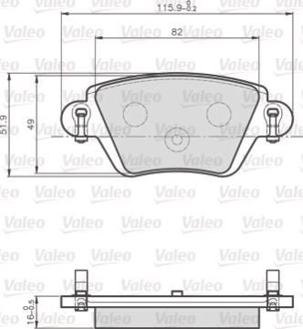 Valeo 872557 - Тормозные колодки, дисковые, комплект unicars.by