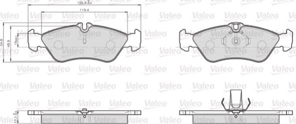 Valeo 872661 - Тормозные колодки, дисковые, комплект unicars.by