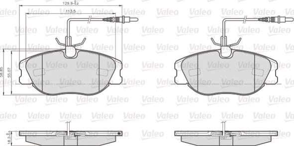 Valeo 872801 - Тормозные колодки, дисковые, комплект unicars.by