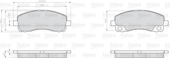 Valeo 872238 - Тормозные колодки, дисковые, комплект unicars.by