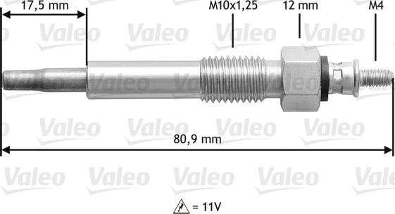 Valeo 345 160 - Свеча накаливания unicars.by