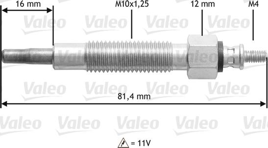 Valeo 345 186 - Свеча накаливания unicars.by