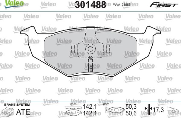 Valeo 301488 - Тормозные колодки, дисковые, комплект unicars.by