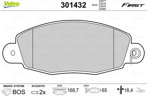 Valeo 301432 - Тормозные колодки, дисковые, комплект unicars.by