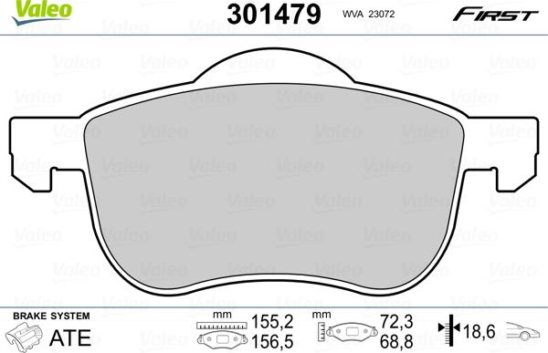 Valeo 301479 - Тормозные колодки, дисковые, комплект unicars.by