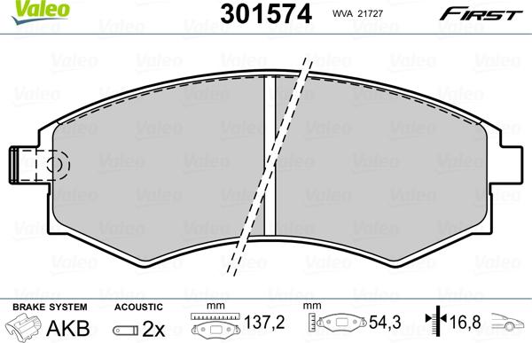 Valeo 301574 - Тормозные колодки, дисковые, комплект unicars.by