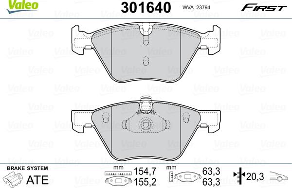 Valeo 301640 - Тормозные колодки, дисковые, комплект unicars.by