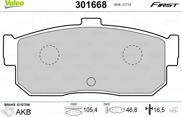 Valeo 301668 - Тормозные колодки, дисковые, комплект unicars.by