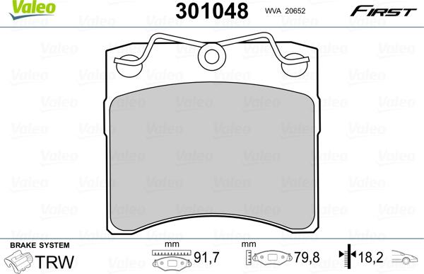 Valeo 301048 - Тормозные колодки, дисковые, комплект unicars.by