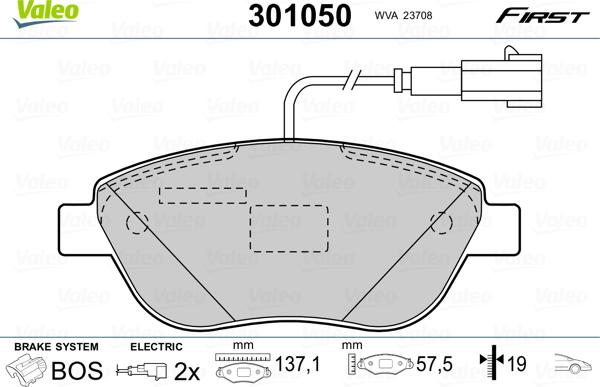 Valeo 301050 - Тормозные колодки, дисковые, комплект unicars.by