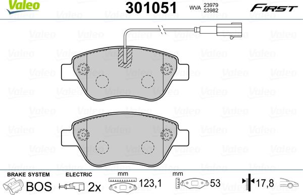 Valeo 301051 - Тормозные колодки, дисковые, комплект unicars.by