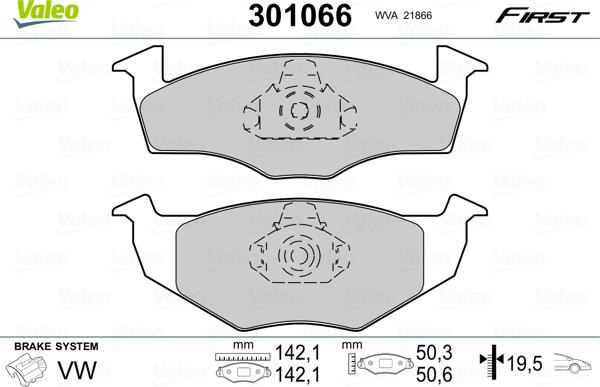 Valeo 301066 - Тормозные колодки, дисковые, комплект unicars.by