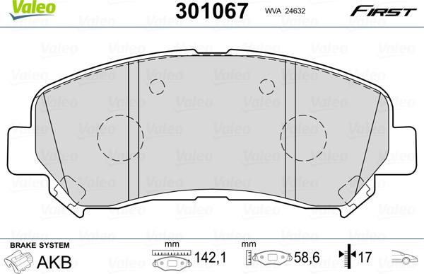 Valeo 301067 - Тормозные колодки, дисковые, комплект unicars.by