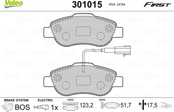 Valeo 301015 - Тормозные колодки, дисковые, комплект unicars.by