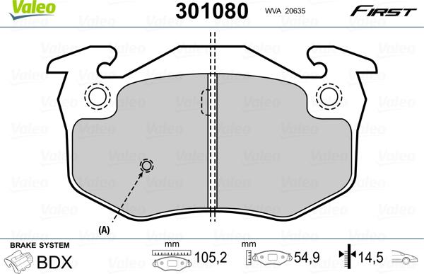 Valeo 301080 - Тормозные колодки, дисковые, комплект unicars.by