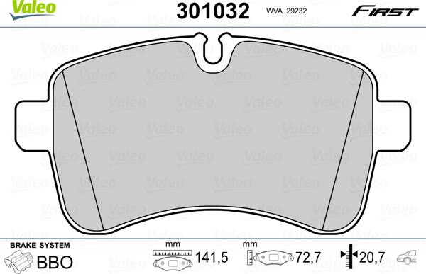 Valeo 301032 - Тормозные колодки, дисковые, комплект unicars.by