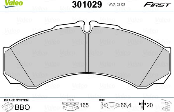 Valeo 301029 - Тормозные колодки, дисковые, комплект unicars.by