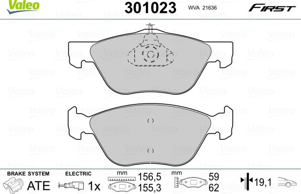 Valeo 301023 - Тормозные колодки, дисковые, комплект unicars.by