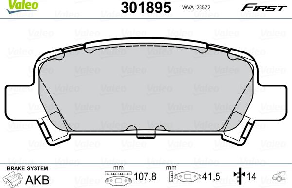 Valeo 301895 - Тормозные колодки, дисковые, комплект unicars.by