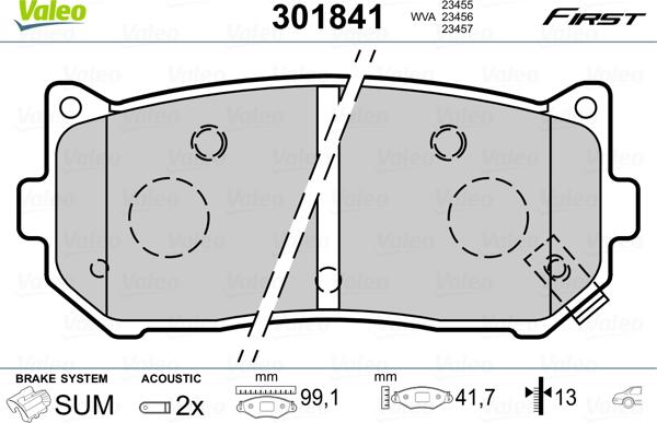 Valeo 301841 - Тормозные колодки, дисковые, комплект unicars.by