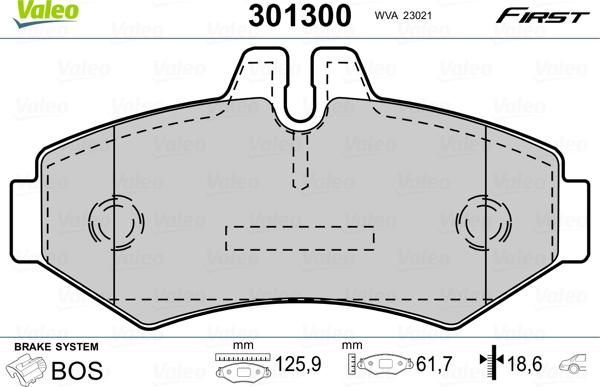 Valeo 301300 - Тормозные колодки, дисковые, комплект unicars.by