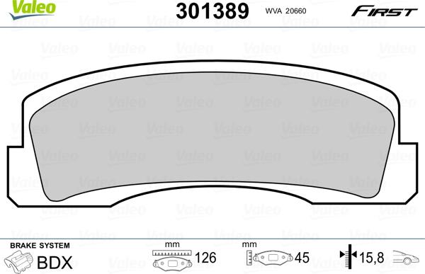 Valeo 301389 - Тормозные колодки, дисковые, комплект unicars.by