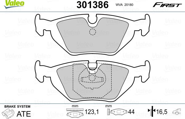 Valeo 301386 - Тормозные колодки, дисковые, комплект unicars.by