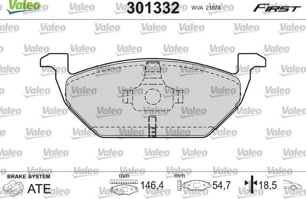 Valeo 301332 - Тормозные колодки, дисковые, комплект unicars.by