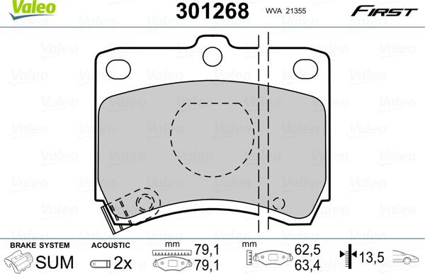 Valeo 301268 - Тормозные колодки, дисковые, комплект unicars.by