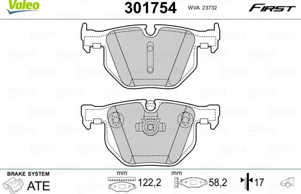 Valeo 301754 - Тормозные колодки, дисковые, комплект unicars.by