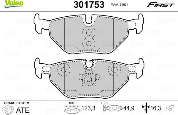 Valeo 301753 - Тормозные колодки, дисковые, комплект unicars.by