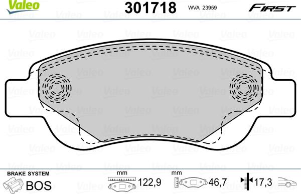 Valeo 301718 - Тормозные колодки, дисковые, комплект unicars.by