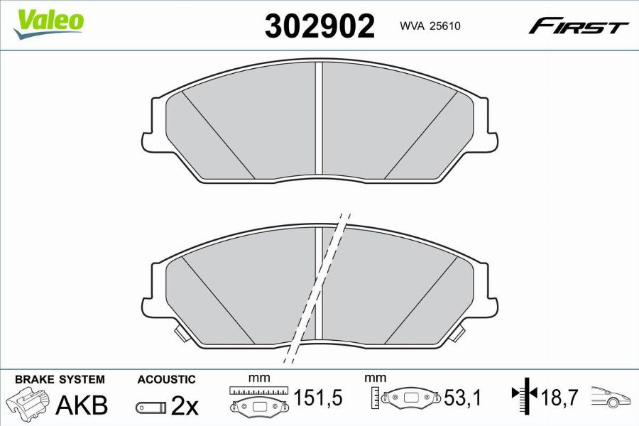 Valeo 302902 - Тормозные колодки, дисковые, комплект unicars.by