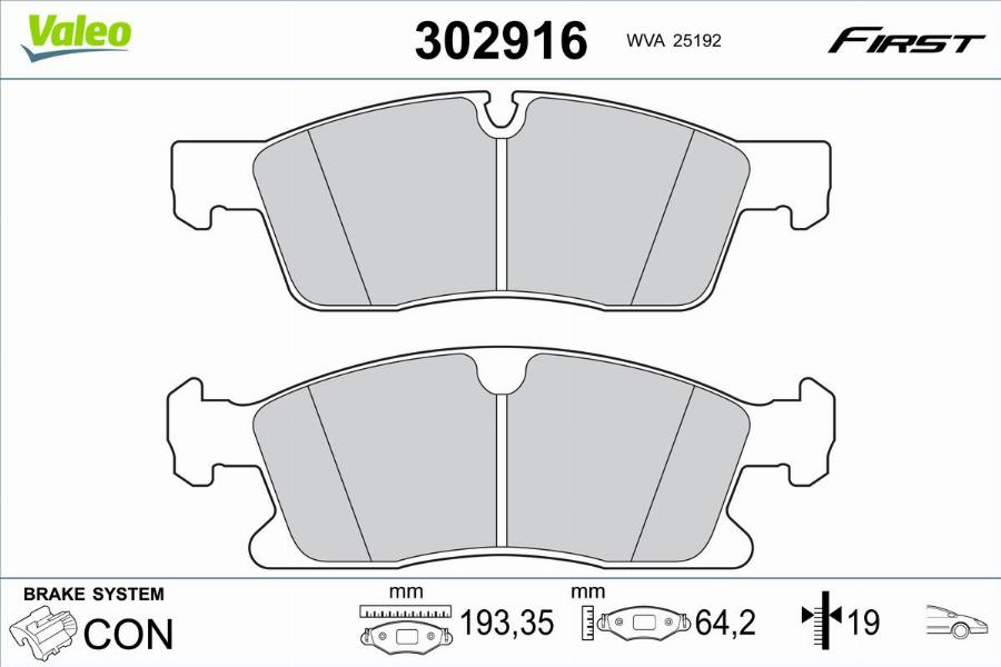 Valeo 302916 - Тормозные колодки, дисковые, комплект unicars.by