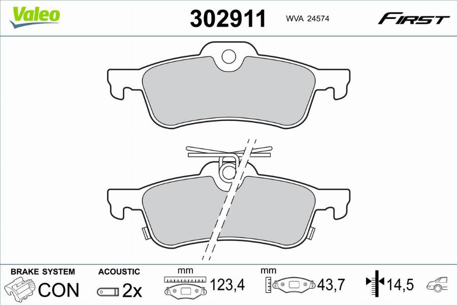 Valeo 302911 - Тормозные колодки, дисковые, комплект unicars.by