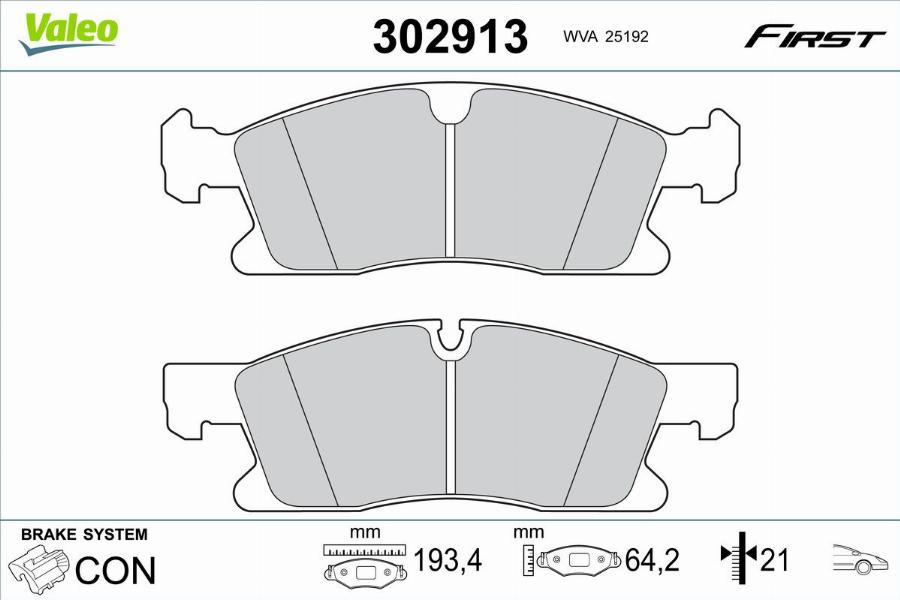 Valeo 302913 - Тормозные колодки, дисковые, комплект unicars.by