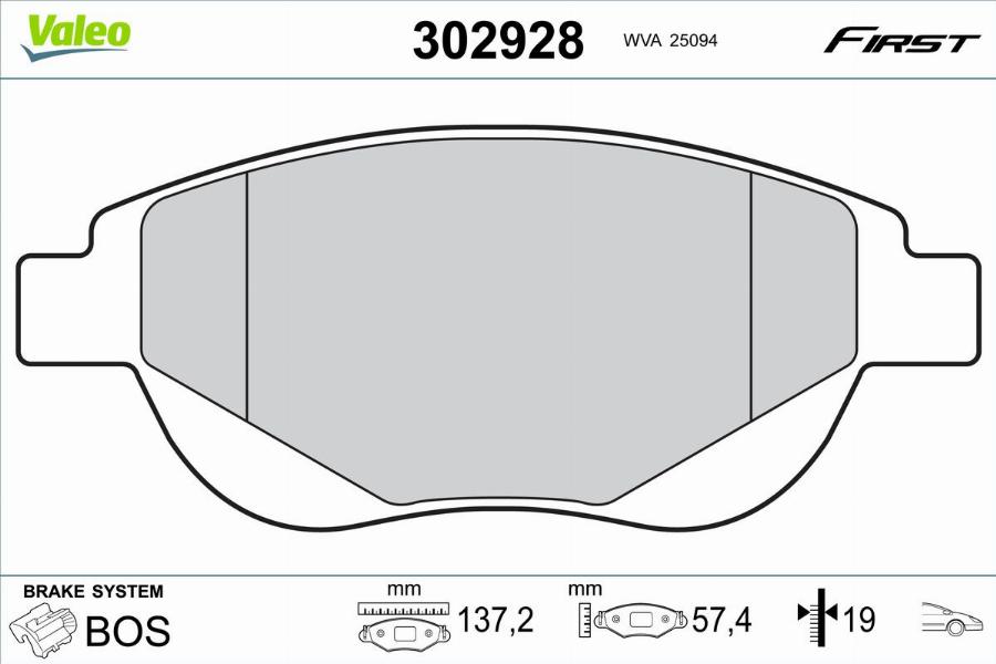 Valeo 302928 - Тормозные колодки, дисковые, комплект unicars.by