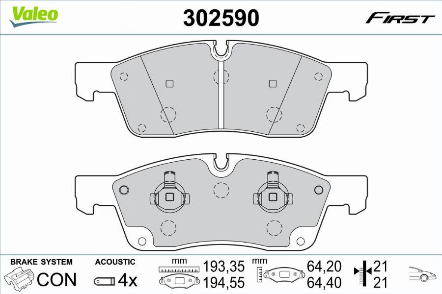 Valeo 302590 - Тормозные колодки, дисковые, комплект unicars.by