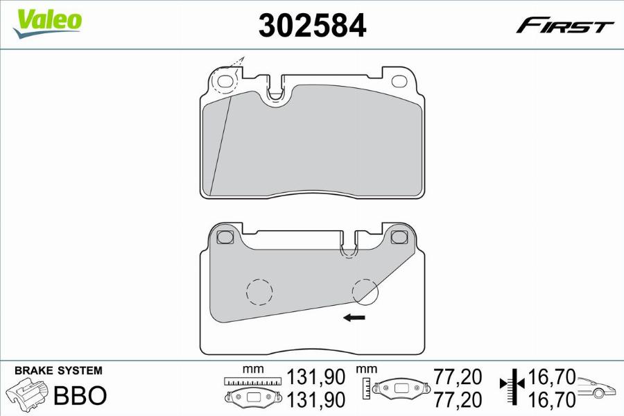 Valeo 302584 - Тормозные колодки, дисковые, комплект unicars.by