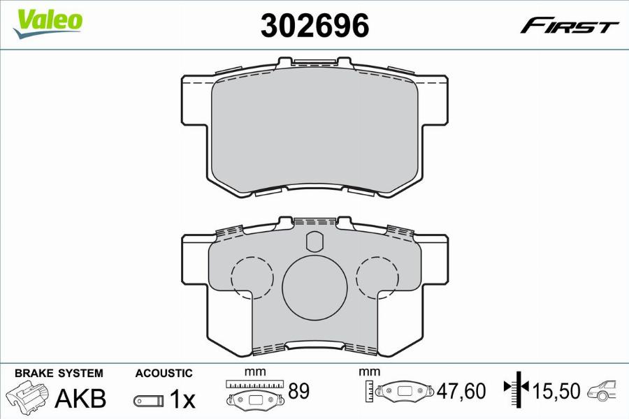 Valeo 302696 - Тормозные колодки, дисковые, комплект unicars.by