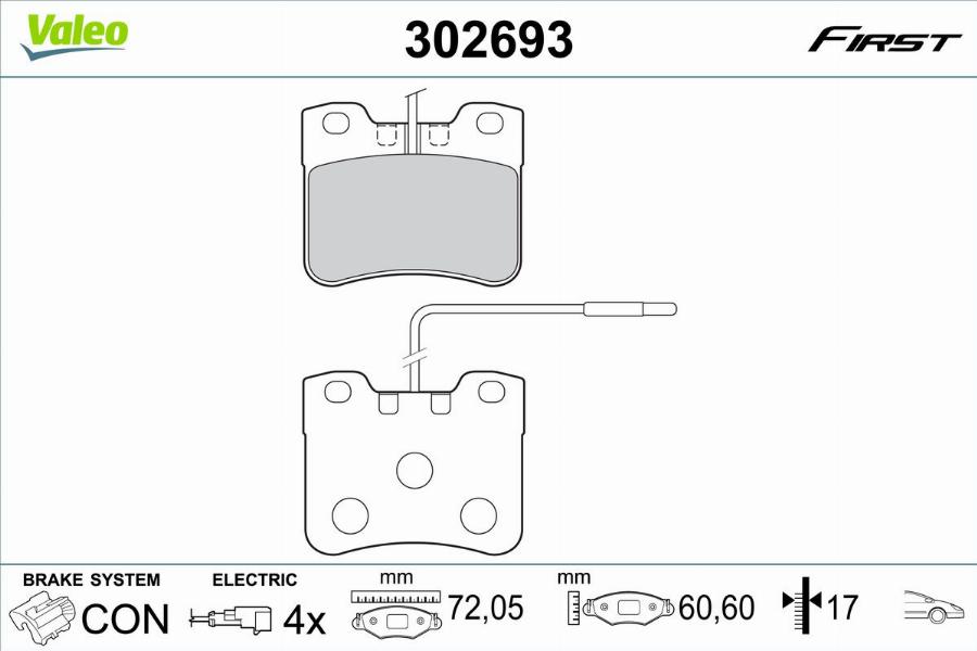 Valeo 302693 - Тормозные колодки, дисковые, комплект unicars.by