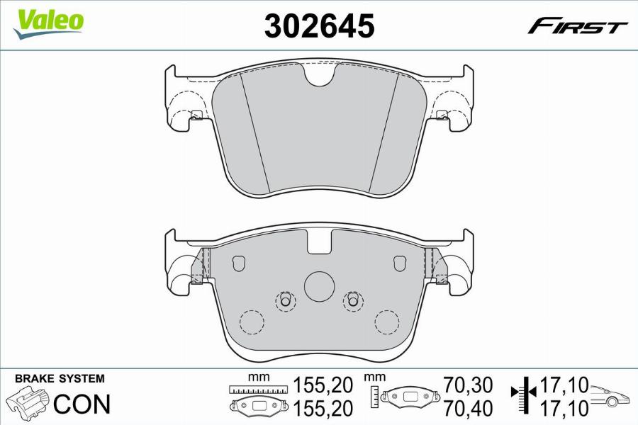 Valeo 302645 - Тормозные колодки, дисковые, комплект unicars.by