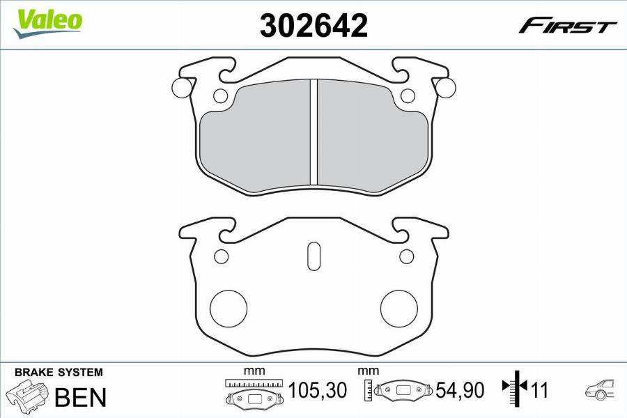 Valeo 302642 - Тормозные колодки, дисковые, комплект unicars.by