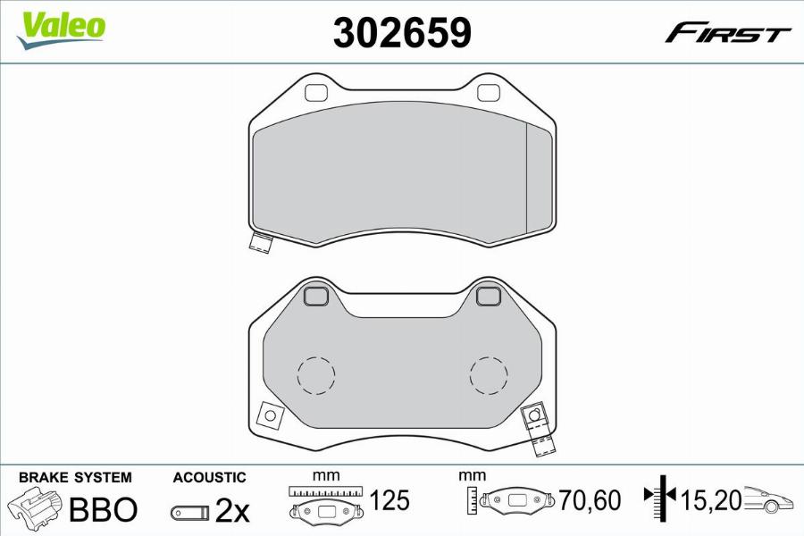 Valeo 302659 - Тормозные колодки, дисковые, комплект unicars.by