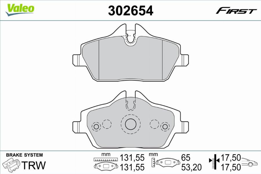 Valeo 302654 - Тормозные колодки, дисковые, комплект unicars.by