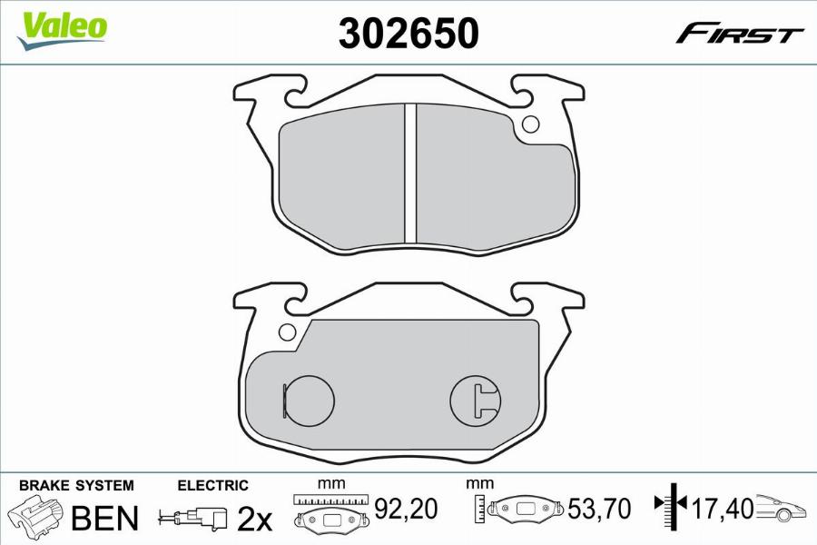 Valeo 302650 - Тормозные колодки, дисковые, комплект unicars.by