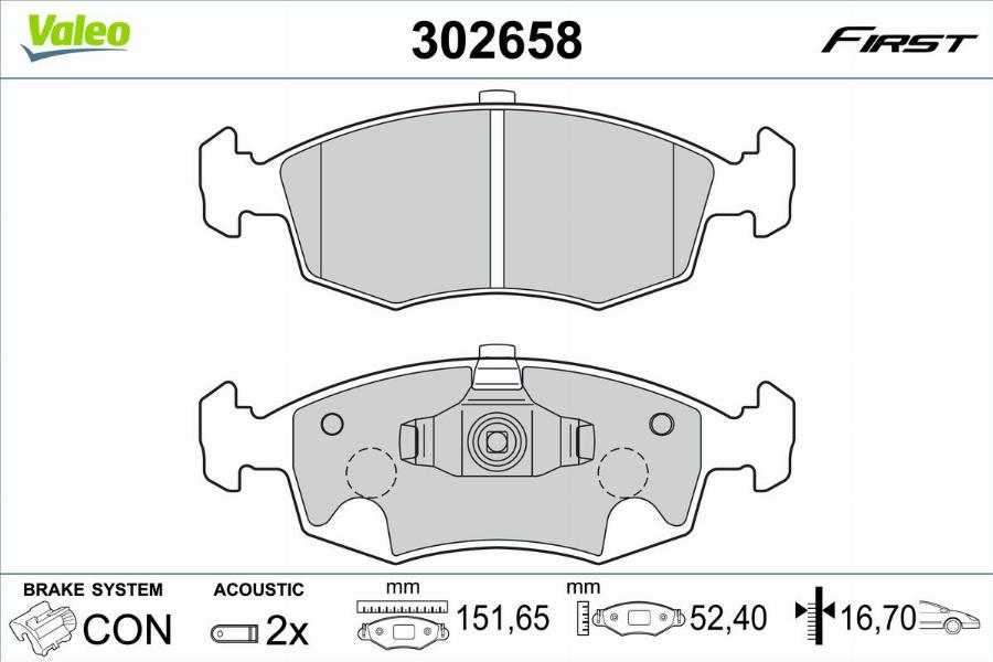 Valeo 302658 - Тормозные колодки, дисковые, комплект unicars.by