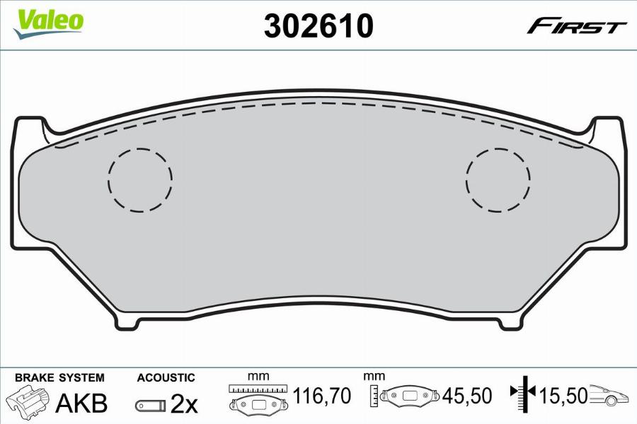 Valeo 302610 - Тормозные колодки, дисковые, комплект unicars.by