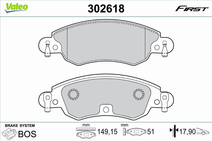 Valeo 302618 - Тормозные колодки, дисковые, комплект unicars.by